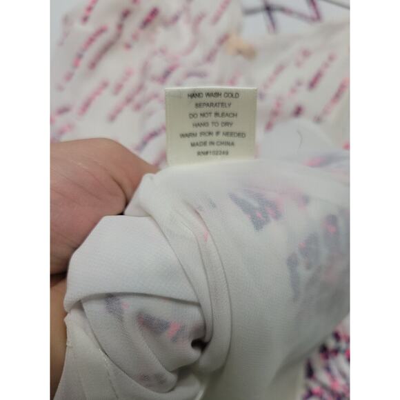 Skies Are Blue Womens Small Dress Blue Pink Criss Cross Back V Neck Lined Mini - Picture 7 of 12